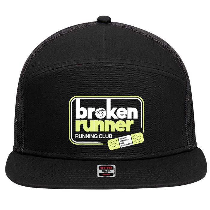 Broken Runner Running Club Turning Setbacks Into Comebacks 7 Panel Mesh Trucker Snapback Hat