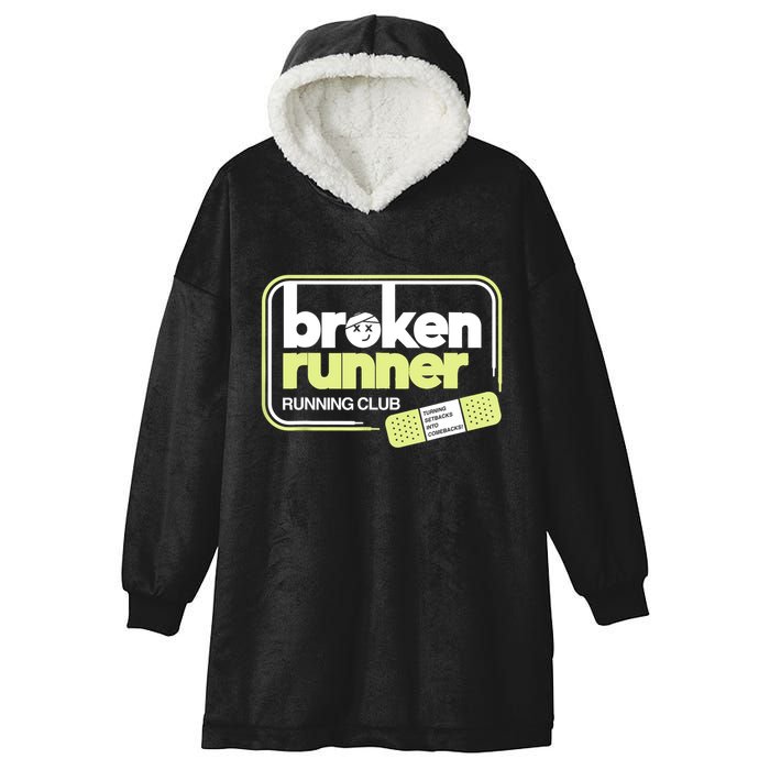 Broken Runner Running Club Turning Setbacks Into Comebacks Hooded Wearable Blanket