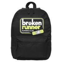 Broken Runner Running Club Turning Setbacks Into Comebacks 16 in Basic Backpack