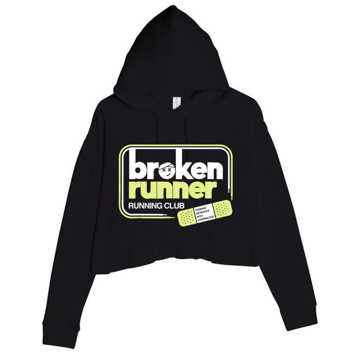 Broken Runner Running Club Turning Setbacks Into Comebacks Crop Fleece Hoodie