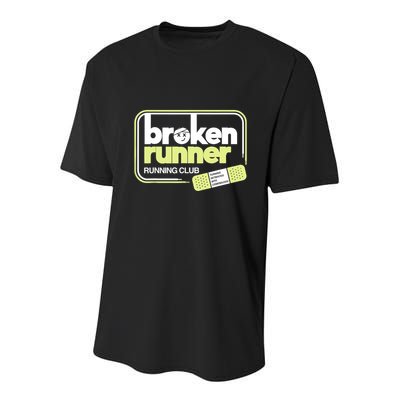 Broken Runner Running Club Turning Setbacks Into Comebacks Youth Performance Sprint T-Shirt