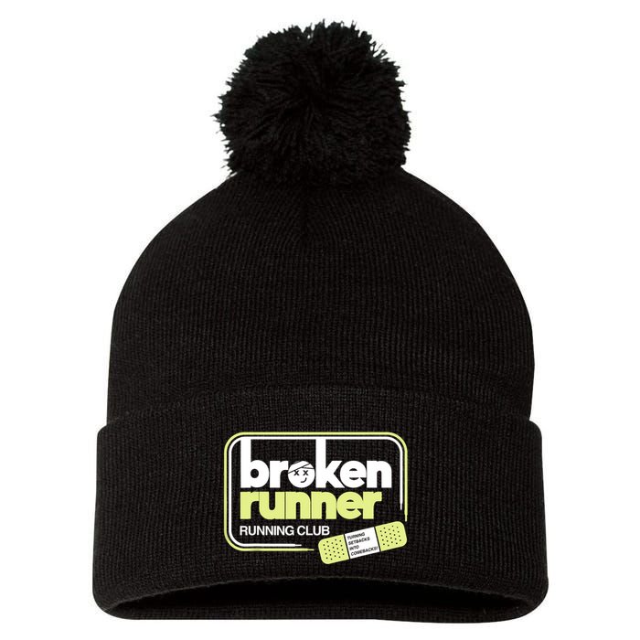 Broken Runner Running Club Turning Setbacks Into Comebacks Pom Pom 12in Knit Beanie