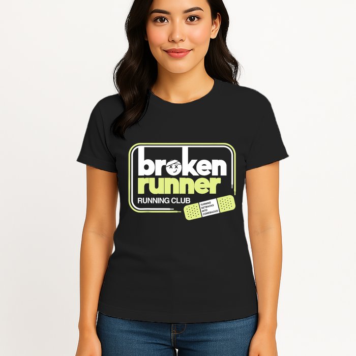 Broken Runner Running Club Turning Setbacks Into Comebacks Womens T-Shirt