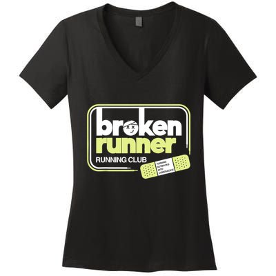 Broken Runner Running Club Turning Setbacks Into Comebacks Women's V-Neck T-Shirt
