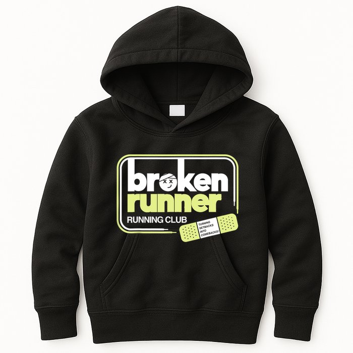 Broken Runner Running Club Turning Setbacks Into Comebacks Kids Hoodie