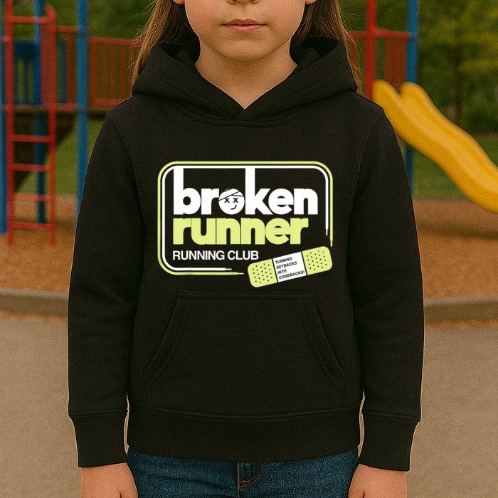 Broken Runner Running Club Turning Setbacks Into Comebacks Kids Hoodie