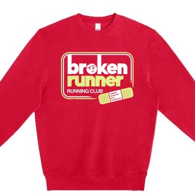 Broken Runner Running Club Turning Setbacks Into Comebacks Premium Crewneck Sweatshirt