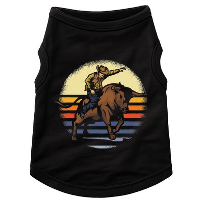 Bull Riding Rodeo Rider Cowboy Western Vintage Retro Gift Doggie Tank