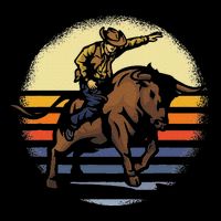 Bull Riding Rodeo Rider Cowboy Western Vintage Retro Gift Polo