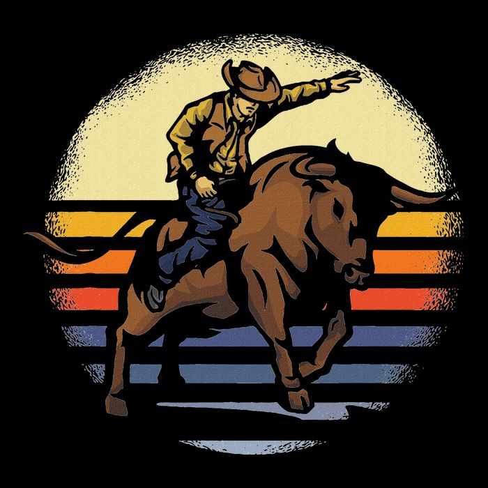 Bull Riding Rodeo Rider Cowboy Western Vintage Retro Gift Polo