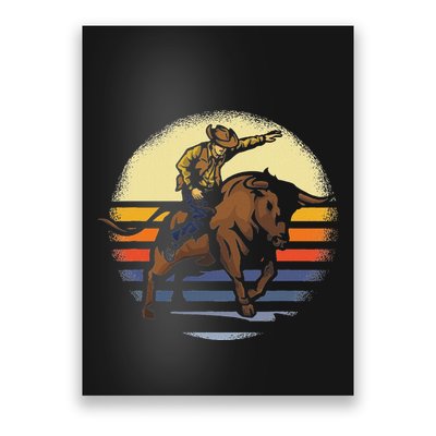 Bull Riding Rodeo Rider Cowboy Western Vintage Retro Gift Poster