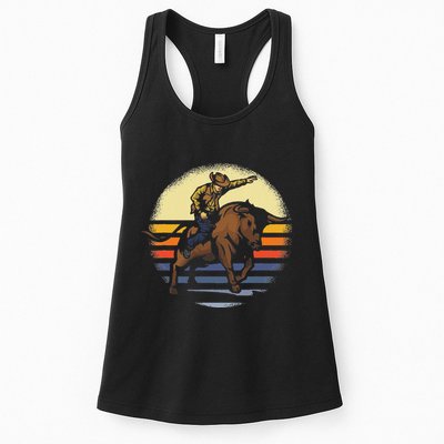 Bull Riding Rodeo Rider Cowboy Western Vintage Retro Gift Womens Tank Top
