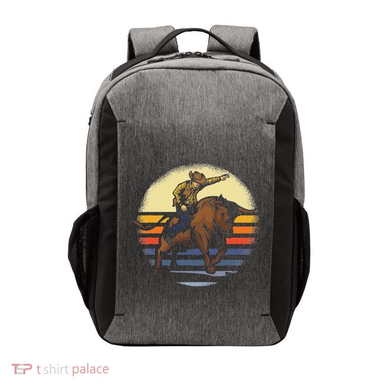 Bull Riding Rodeo Rider Cowboy Western Vintage Retro Gift Vector Backpack
