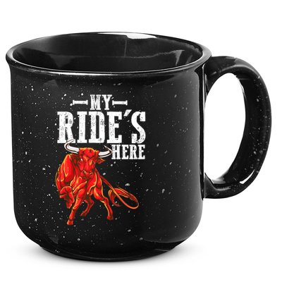 Bull Riders Rodeo my ride's here for Western Ranch Cowboys 15oz Campfire Ceramic Mug