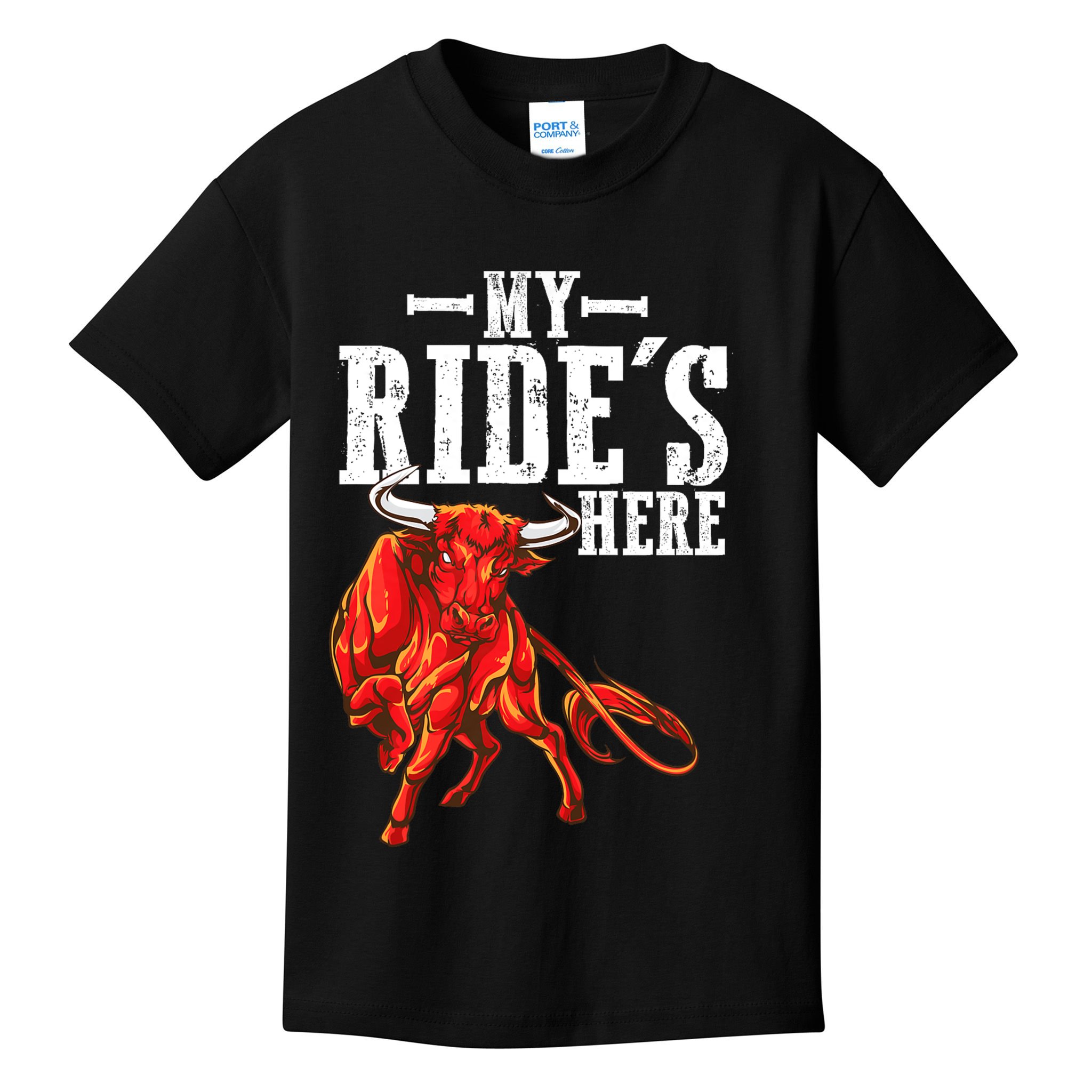 Bull Riders Rodeo my ride's here for Western Ranch Cowboys Kids T-Shirt