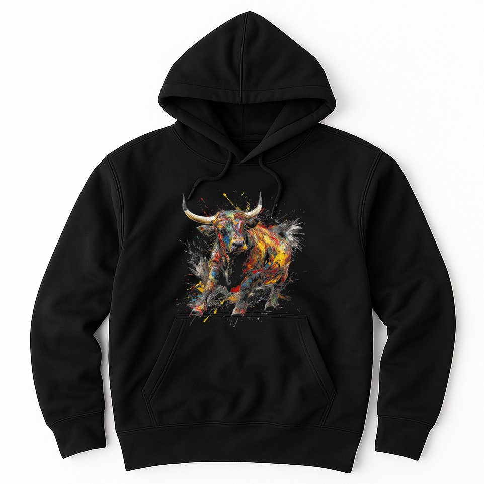 Bull Riding Rodeo Cool Abstract Drip Painting Art Hoodie