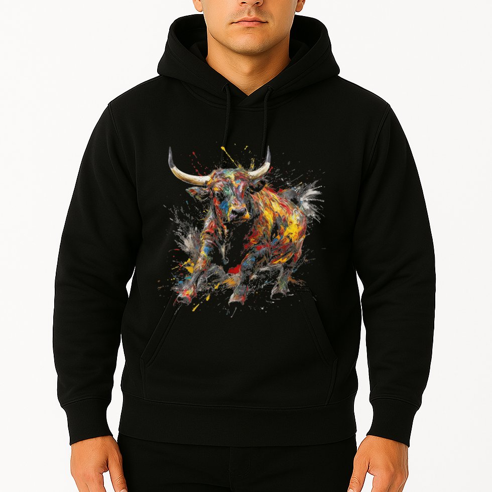 Bull Riding Rodeo Cool Abstract Drip Painting Art Hoodie