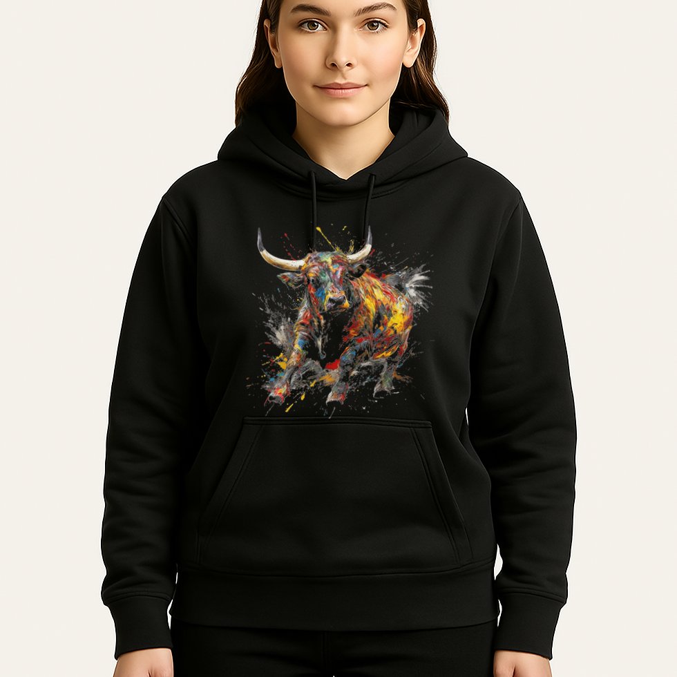 Bull Riding Rodeo Cool Abstract Drip Painting Art Hoodie