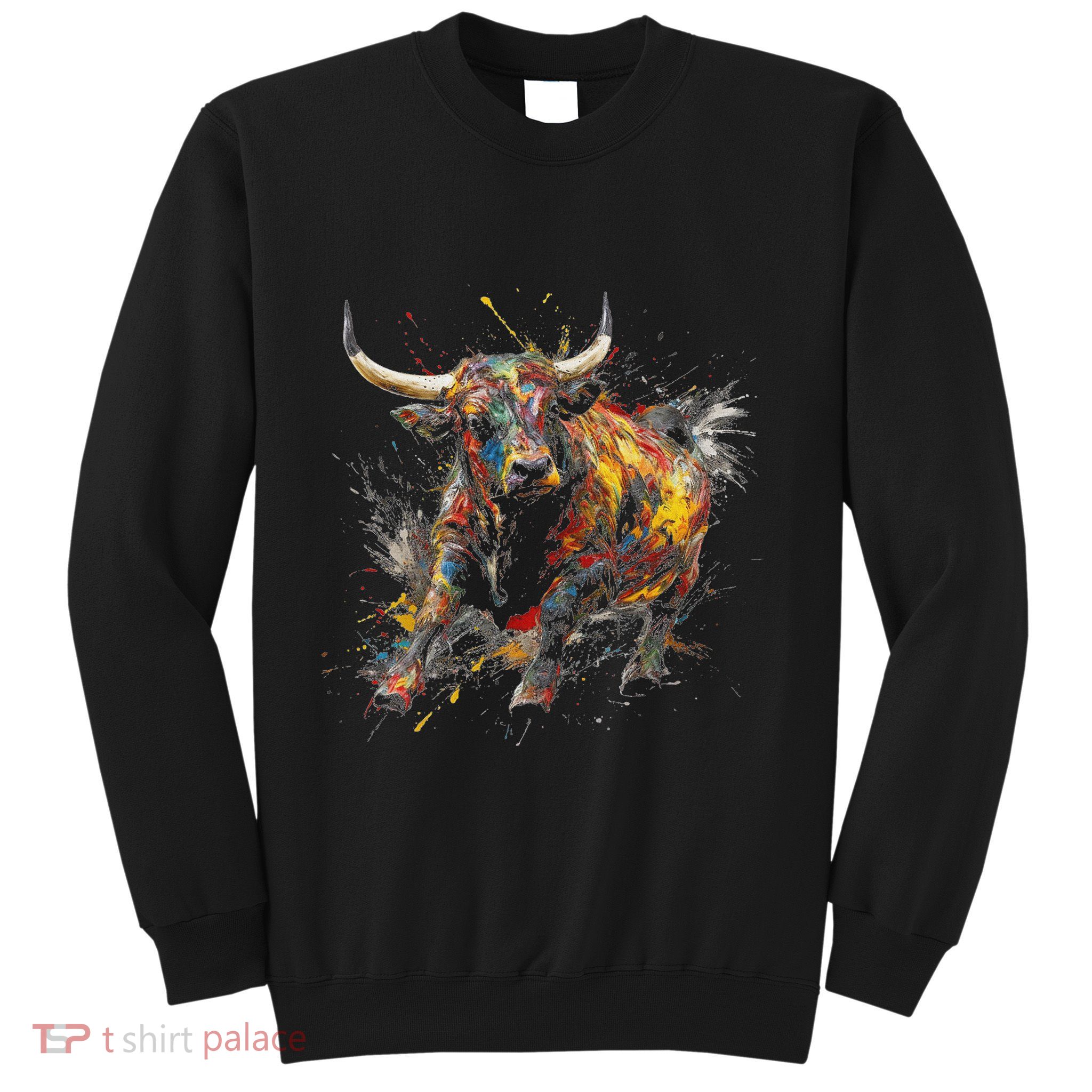 Bull Riding Rodeo Cool Abstract Drip Painting Art Sweatshirt
