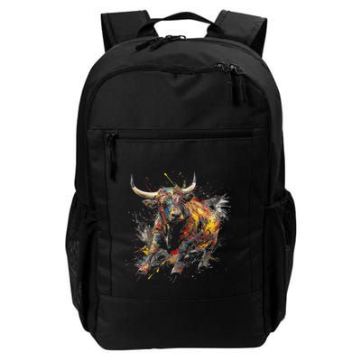 Bull Riding Rodeo Cool Abstract Drip Painting Art Backpack