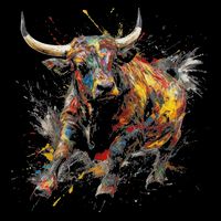 Bull Riding Rodeo Cool Abstract Drip Painting Art Backpack