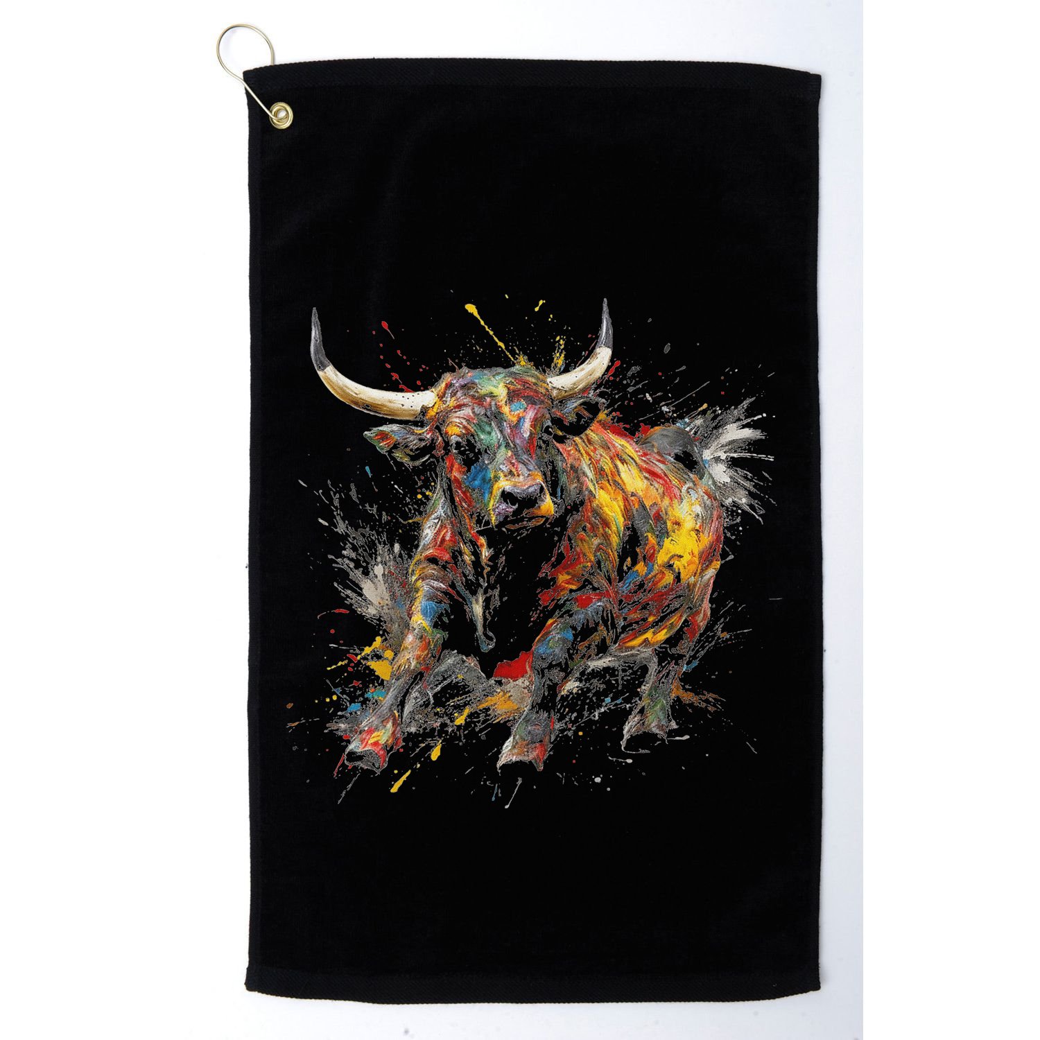 Bull Riding Rodeo Cool Abstract Drip Painting Art Golf Towel