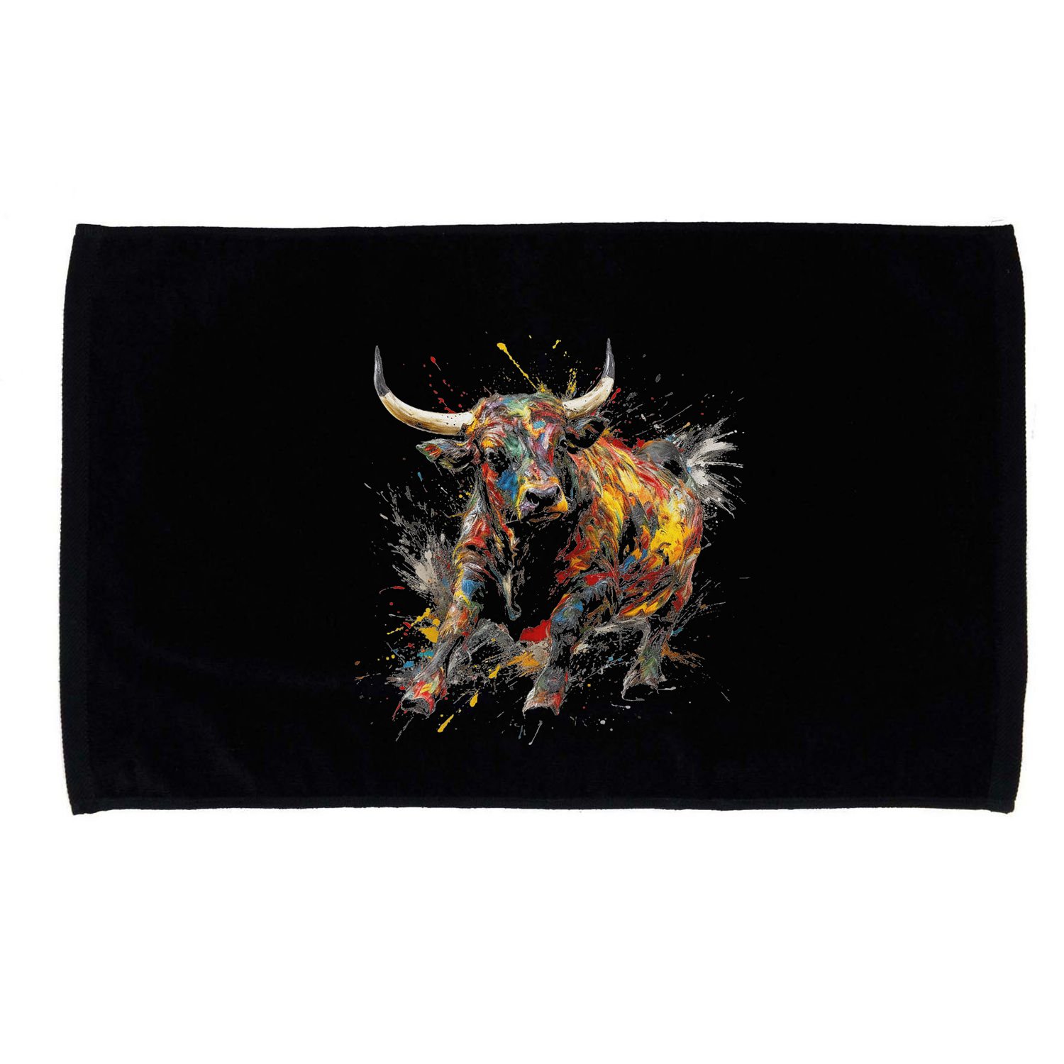 Bull Riding Rodeo Cool Abstract Drip Painting Art Microfiber Hand Towel