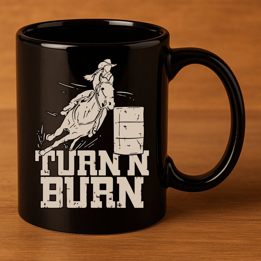 Barrel Racing Racer Rodeo Turn N Burn 11oz C Handle Ceramic Mug