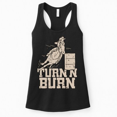 Barrel Racing Racer Rodeo Turn N Burn Womens Tank Top