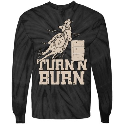 Barrel Racing Racer Rodeo Turn N Burn Tie-Dye Long Sleeve Shirt