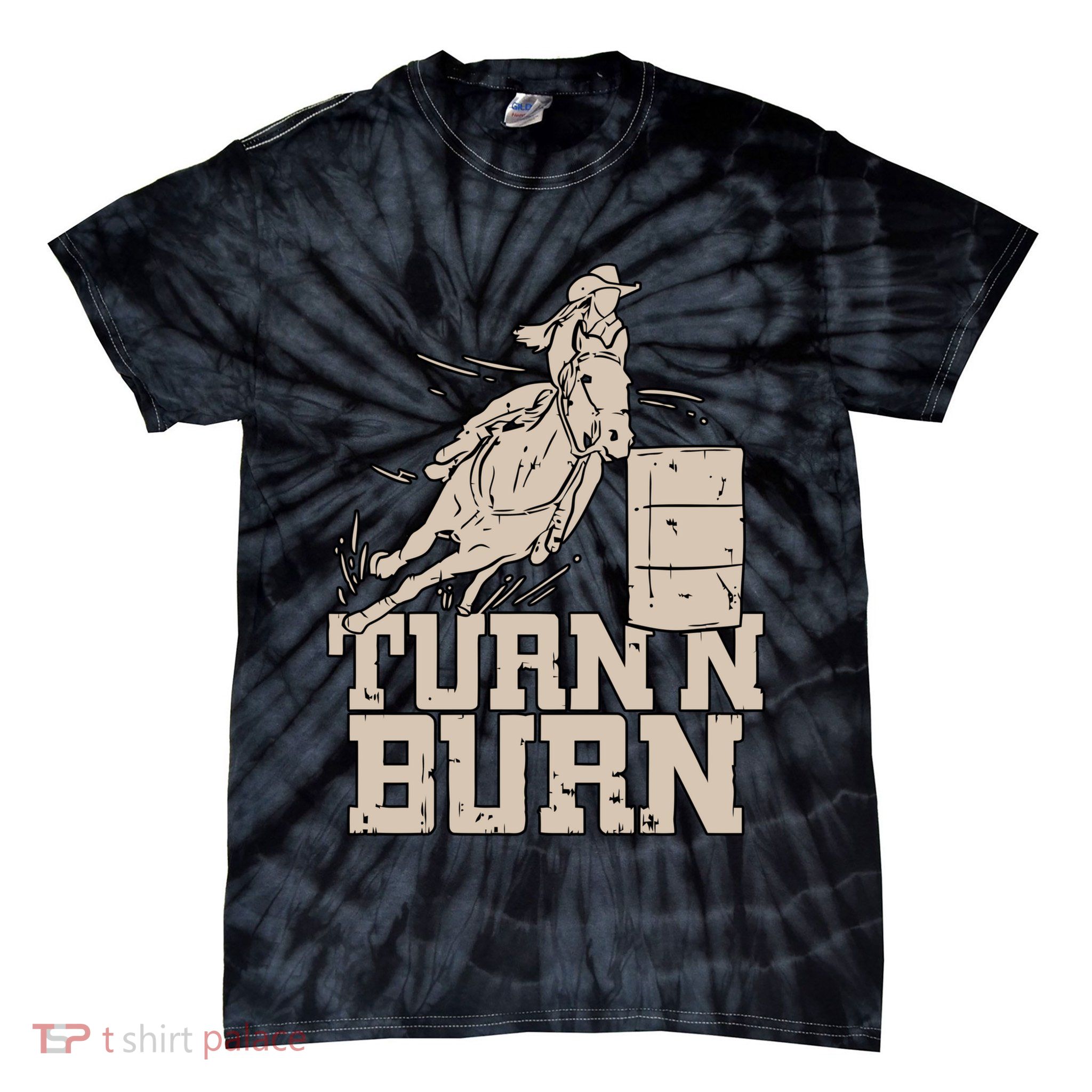 Barrel Racing Racer Rodeo Turn N Burn Tie-Dye T-Shirt