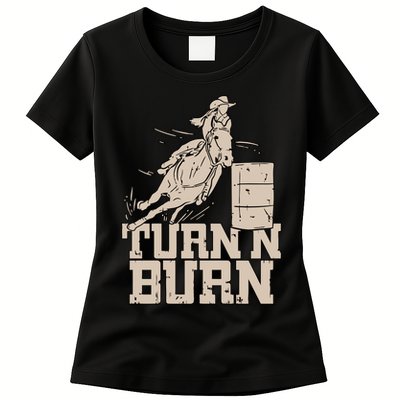 Barrel Racing Racer Rodeo Turn N Burn Womens T-Shirt