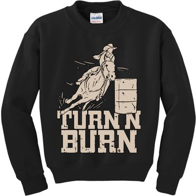 Barrel Racing Racer Rodeo Turn N Burn Kids Sweatshirt