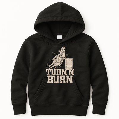 Barrel Racing Racer Rodeo Turn N Burn Kids Hoodie