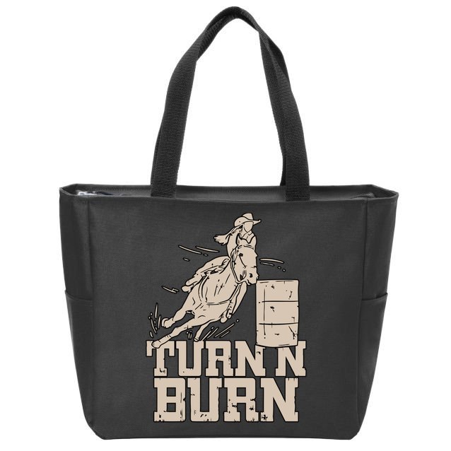 Barrel Racing Racer Rodeo Turn N Burn Zip Tote Bag