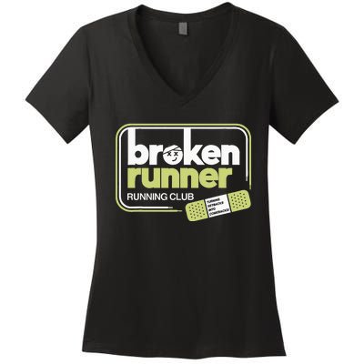 Broken Runner Running Club Turning Setbacks Into Comebacks Women's V-Neck T-Shirt