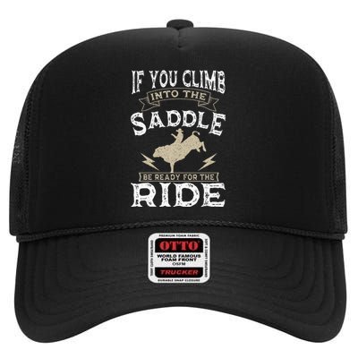 Bull Riding Rodeo Sport Cowboy Bull Rider High Crown Mesh Back Trucker Hat