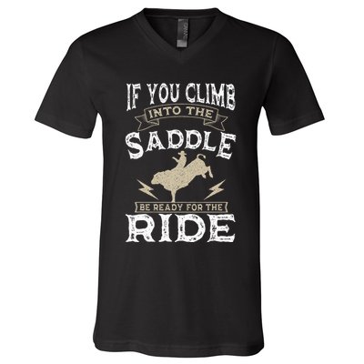 Bull Riding Rodeo Sport Cowboy Bull Rider V-Neck T-Shirt