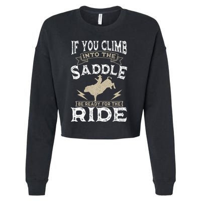 Bull Riding Rodeo Sport Cowboy Bull Rider Cropped Pullover Crew