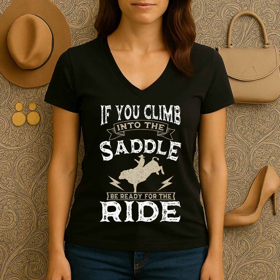 Bull Riding Rodeo Sport Cowboy Bull Rider Women's V-Neck T-Shirt