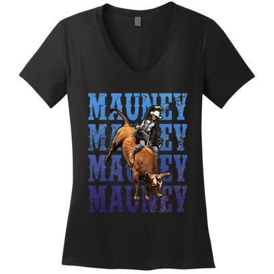 Bull Riders Rodeo Cowboy And Bull Riders Women's V-Neck T-Shirt