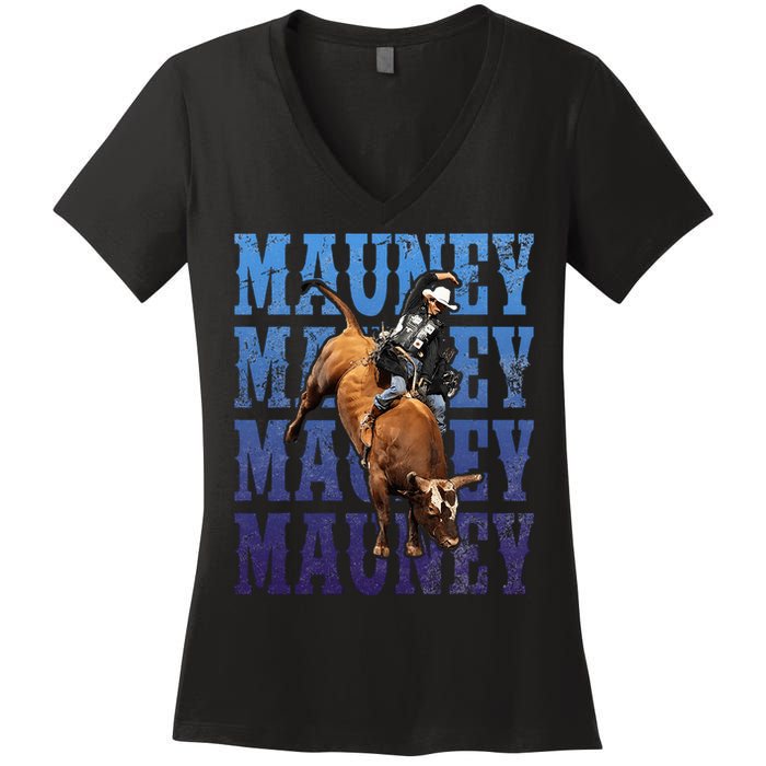 Bull Riders Rodeo Cowboy And Bull Riders Women's V-Neck T-Shirt