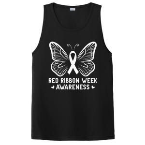 Butterfly Red Ribbon Week Awareness Drug Free PosiCharge Competitor Tank