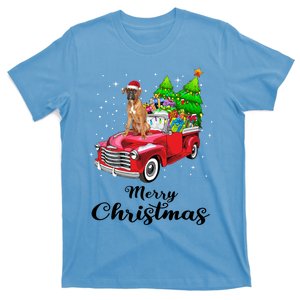 Boxer Ride Red Truck Christmas Pajama Cool Gift T-Shirt