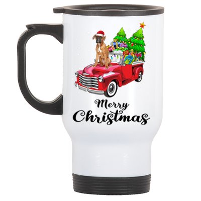 Boxer Ride Red Truck Christmas Pajama Cool Gift Stainless Steel Travel Mug