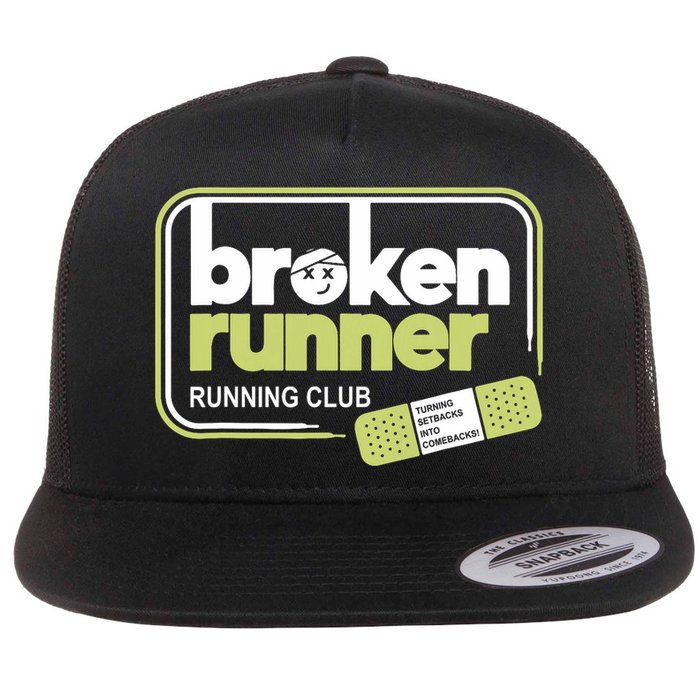 Broken Runner Running Club Turning Setbacks Meme Flat Bill Trucker Hat