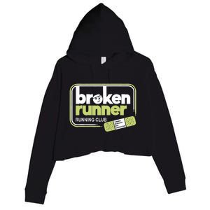 Broken Runner Running Club Turning Setbacks Meme Crop Fleece Hoodie