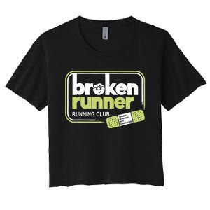 Broken Runner Running Club Turning Setbacks Meme Women's Crop Top Tee