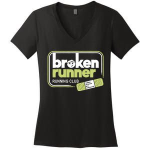 Broken Runner Running Club Turning Setbacks Meme Women's V-Neck T-Shirt