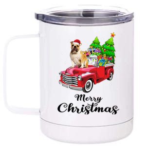 Bulldog Ride Red Truck Christmas Pajama Gift 12 oz Stainless Steel Tumbler Cup